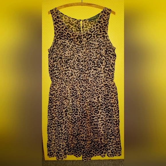 Size 14 'Cheetah' Chiffon overlay dress - Picture 1 of 8